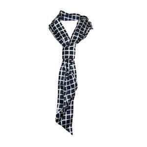 Vintage 100% All Silk Ashear Made in Italy Blue White Window Pane Neck Scarf